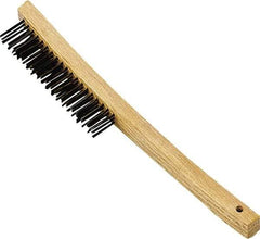Premier Paint Roller - Steel Surface Preparation Wire Brush - 1" Bristle Length, 1" Wide, 14" OAL, Wood Block, Long Wood Handle - Benchmark Tooling