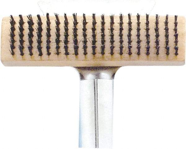 Premier Paint Roller - Steel Surface Preparation Wire Brush - 1" Bristle Length, 2-1/2" Wide, 6" OAL, Wood Block, Straight Wood Handle - Benchmark Tooling