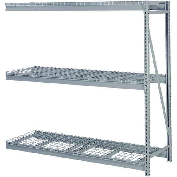 Lyon - 3 Shelf Add-On Waterfall Wire Steel Shelving - 10,000 Lb Capacity, 96" Wide x 84" High x 48" Deep, Dove Gray - Benchmark Tooling