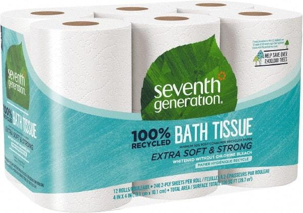 Seventh Generation - 960' Roll Length x 4" Sheet Width, Standard Roll Toilet Tissue - 240 Sheets per Roll, 2 Ply, White, Recycled Fiber - Benchmark Tooling