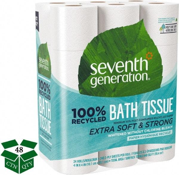 Seventh Generation - 960' Roll Length x 4" Sheet Width, Standard Roll Toilet Tissue - 240 Sheets per Roll, 2 Ply, White, Recycled Fiber - Benchmark Tooling