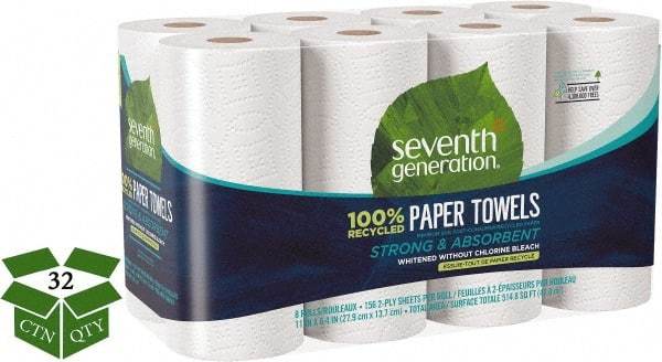 Seventh Generation - Perforated Roll of 2 Ply White Paper Towels - 11" Wide, No Added Dyes or Fragrances, 100% Recycled - Benchmark Tooling