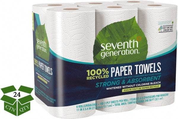 Seventh Generation - Perforated Roll of 2 Ply White Paper Towels - 11" Wide, No Added Dyes or Fragrances, 100% Recycled - Benchmark Tooling