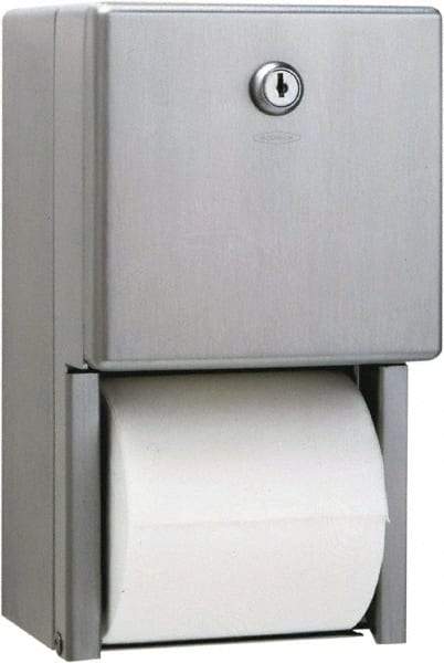 Bobrick - Standard Double Roll Stainless Steel Toilet Tissue Dispenser - 6-1/4" Wide x 11" High x 6" Deep, Silver - Benchmark Tooling