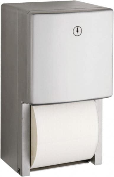 Bobrick - Standard Double Roll Stainless Steel Toilet Tissue Dispenser - 6.1667" Wide x 11" High x 5-15/16" Deep, Silver - Benchmark Tooling