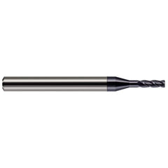 Corner Radius End Mill: 1/8″ Dia, 3/8″ LOC, 0.02″ Radius, 4 Flutes, Solid Carbide 1-1/2″ OAL, 1″ Shank Dia, Helix, AlTiN Coated, Corner Radius End, Centercutting