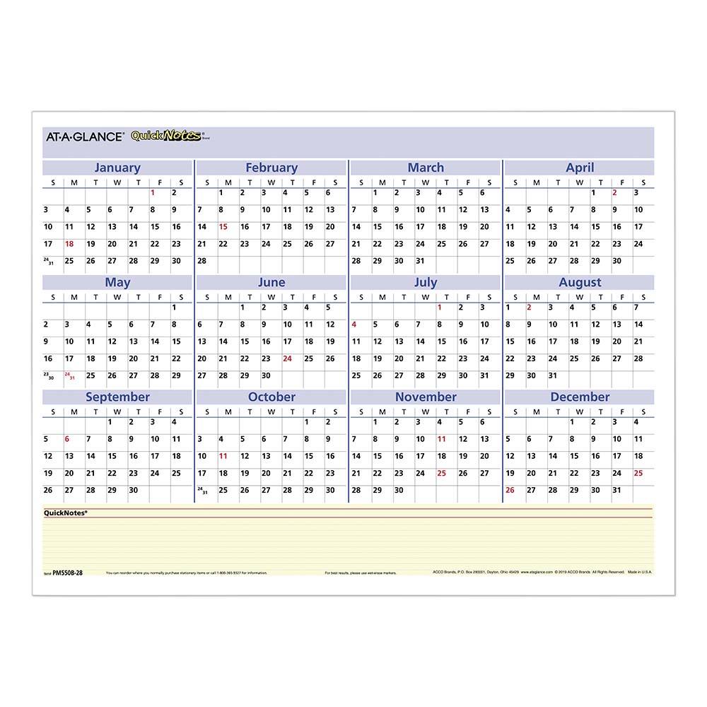 AT-A-GLANCE - Note Pads, Writing Pads & Notebooks Writing Pads & Notebook Type: Wall Calendar Size: 16 x 12 - Benchmark Tooling
