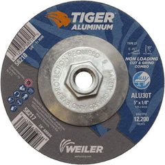Weiler - 5" 30 Grit Aluminum Oxide/Silicon Carbide Blend Cutoff Wheel - 1/8" Thick, 5/8-11 Arbor, 12,200 Max RPM, Use with Angle Grinders - Benchmark Tooling