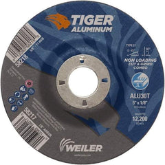 Weiler - 5" 30 Grit Aluminum Oxide/Silicon Carbide Blend Cutoff Wheel - 1/8" Thick, 7/8" Arbor, 12,200 Max RPM, Use with Angle Grinders - Benchmark Tooling