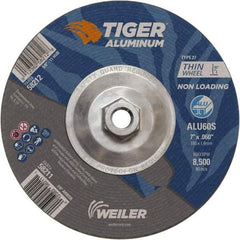 Weiler - 7" 60 Grit Aluminum Oxide/Silicon Carbide Blend Cutoff Wheel - 0.06" Thick, 5/8-11 Arbor, 8,500 Max RPM, Use with Angle Grinders - Benchmark Tooling