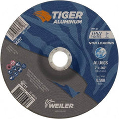 Weiler - 7" 60 Grit Aluminum Oxide/Silicon Carbide Blend Cutoff Wheel - 0.06" Thick, 7/8" Arbor, 8,500 Max RPM, Use with Angle Grinders - Benchmark Tooling