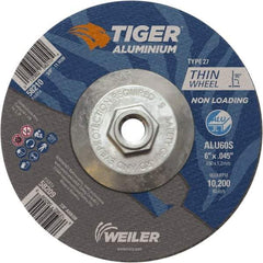 Weiler - 6" 60 Grit Aluminum Oxide/Silicon Carbide Blend Cutoff Wheel - 0.045" Thick, 5/8-11 Arbor, 10,200 Max RPM, Use with Angle Grinders - Benchmark Tooling