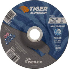 Weiler - 6" 60 Grit Aluminum Oxide/Silicon Carbide Blend Cutoff Wheel - 0.045" Thick, 7/8" Arbor, 10,200 Max RPM, Use with Angle Grinders - Benchmark Tooling