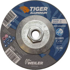 Weiler - 5" 60 Grit Aluminum Oxide/Silicon Carbide Blend Cutoff Wheel - 0.045" Thick, 5/8-11 Arbor, 12,200 Max RPM, Use with Angle Grinders - Benchmark Tooling
