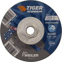 Weiler - 4-1/2" 60 Grit Aluminum Oxide/Silicon Carbide Blend Cutoff Wheel - 0.045" Thick, 5/8-11 Arbor, 13,300 Max RPM, Use with Angle Grinders - Benchmark Tooling