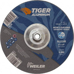 Weiler - 9" 24 Grit Aluminum Oxide/Silicon Carbide Blend Cutoff Wheel - 1/4" Thick, 5/8-11 Arbor, 6,600 Max RPM, Use with Angle Grinders - Benchmark Tooling