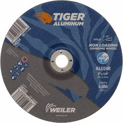 Weiler - 9" 24 Grit Aluminum Oxide/Silicon Carbide Blend Cutoff Wheel - 1/4" Thick, 7/8" Arbor, 6,600 Max RPM, Use with Angle Grinders - Benchmark Tooling