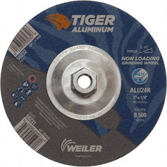 Weiler - 7" 24 Grit Aluminum Oxide/Silicon Carbide Blend Cutoff Wheel - 1/4" Thick, 5/8-11 Arbor, 8,500 Max RPM, Use with Angle Grinders - Benchmark Tooling