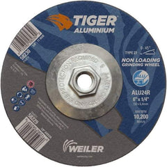 Weiler - 6" 24 Grit Aluminum Oxide/Silicon Carbide Blend Cutoff Wheel - 1/4" Thick, 5/8-11 Arbor, 10,200 Max RPM, Use with Angle Grinders - Benchmark Tooling