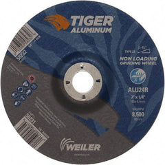 Weiler - 7" 24 Grit Aluminum Oxide/Silicon Carbide Blend Cutoff Wheel - 1/4" Thick, 7/8" Arbor, 8,500 Max RPM, Use with Angle Grinders - Benchmark Tooling
