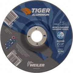 Weiler - 6" 24 Grit Aluminum Oxide/Silicon Carbide Blend Cutoff Wheel - 1/4" Thick, 7/8" Arbor, 10,200 Max RPM, Use with Angle Grinders - Benchmark Tooling