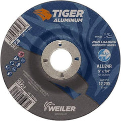 Weiler - 5" 24 Grit Aluminum Oxide/Silicon Carbide Blend Cutoff Wheel - 1/4" Thick, 7/8" Arbor, 12,200 Max RPM, Use with Angle Grinders - Benchmark Tooling