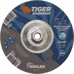 Weiler - 7" 30 Grit Aluminum Oxide/Silicon Carbide Blend Cutoff Wheel - 1/8" Thick, 5/8-11 Arbor, 8,500 Max RPM, Use with Angle Grinders - Benchmark Tooling