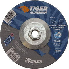 Weiler - 6" 30 Grit Aluminum Oxide/Silicon Carbide Blend Cutoff Wheel - 1/8" Thick, 5/8-11 Arbor, 10,200 Max RPM, Use with Angle Grinders - Benchmark Tooling