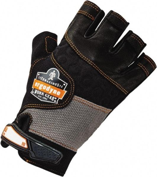 Ergodyne - Size S (7) Polyester Blend Work Gloves - Palm Coated, Hook & Loop Cuff, Half Fingered, Black, Paired - Benchmark Tooling