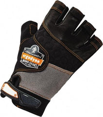 Ergodyne - Size 2XL (11) Polyester Blend Work Gloves - Palm Coated, Hook & Loop Cuff, Half Fingered, Black, Paired - Benchmark Tooling