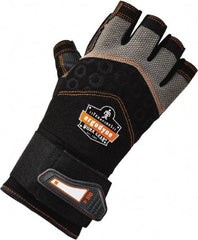 Ergodyne - Size 2XL (11) Polyester Blend Work Gloves - Palm Coated, Hook & Loop Cuff, Half Fingered, Black, Paired - Benchmark Tooling