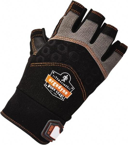 Ergodyne - Size S (7) Polyester Blend Work Gloves - Palm Coated, Hook & Loop Cuff, Half Fingered, Black, Paired - Benchmark Tooling