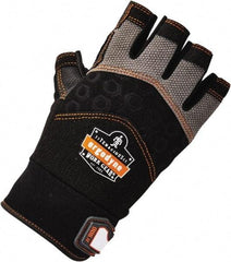 Ergodyne - Size L (9) Polyester Blend Work Gloves - Palm Coated, Hook & Loop Cuff, Half Fingered, Black, Paired - Benchmark Tooling