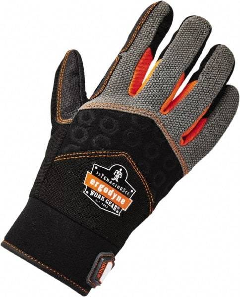 Ergodyne - Size S (7) Polyester Blend Work Gloves - Palm & Fingers Coated, Hook & Loop Cuff, Full Fingered, Black, Paired - Benchmark Tooling