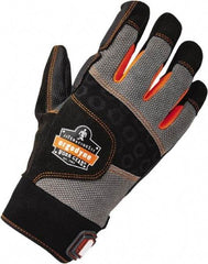 Ergodyne - Size XL (10) Polyester Blend Work Gloves - Palm & Fingers Coated, Hook & Loop Cuff, Full Fingered, Black, Paired - Benchmark Tooling