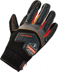 Ergodyne - Size M (8) Polyester Blend Work Gloves - Palm & Fingers Coated, Hook & Loop Cuff, Full Fingered, Black, Paired - Benchmark Tooling