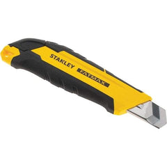 Stanley - Snap Utility Knife - 4.35" Carbon Steel Blade, Yellow & Black Bi-Material -ABS/TPR Handle, 1 Blade Included - Benchmark Tooling