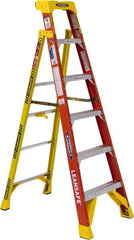 Werner - 5 Steps, 6' High, Type IA Rating, Fiberglass Step Ladder - 300 Lb Load Capacity, 24" Base Width - Benchmark Tooling