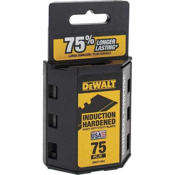 DeWALT - 75 Piece, Carbon Steel, Knife Blade - 2-7/16" Long, 0.0235" Blade Thickness - Benchmark Tooling