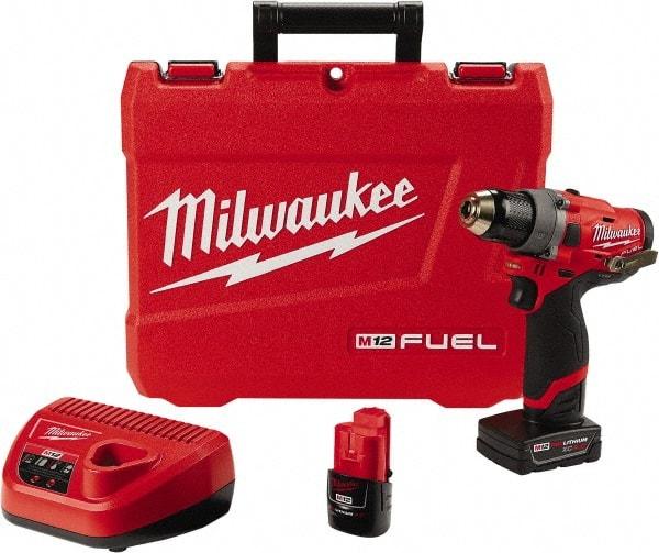 Milwaukee Tool - 12 Volt 1/2" Chuck Pistol Grip Handle Cordless Drill - 0-1700 RPM, Keyless Chuck, Reversible, 2 Lithium-Ion Batteries Included - Benchmark Tooling