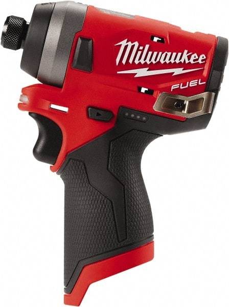 Milwaukee Tool - 1/4" Drive 12 Volt Pistol Grip Cordless Impact Wrench & Ratchet - 3,300 RPM, 0 to 4,000 BPM, 1,300 Ft/Lb Torque, Lithium-Ion Batteries Not Included - Benchmark Tooling