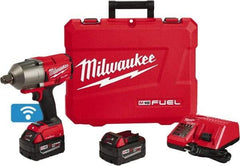 Milwaukee Tool - 3/4" Drive 18 Volt Pistol Grip Cordless Impact Wrench & Ratchet - 1,800 RPM, 0 to 2,400 BPM, 1,500 Ft/Lb Torque, 2 Lithium-Ion Batteries Included - Benchmark Tooling