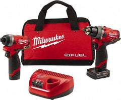 Milwaukee Tool - 12 Volt Cordless Tool Combination Kit - Includes 1/2" Compact Drill/Driver & 1/4" Hex Impact Driver, Lithium-Ion Battery Included - Benchmark Tooling