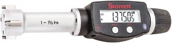 Starrett - 1" to 1-3/8", IP67, Carbide Face Electronic Inside Micrometer - 0.00005" Resolution, 0.00015" Accuracy, 2-5/8" Gage Depth - Benchmark Tooling
