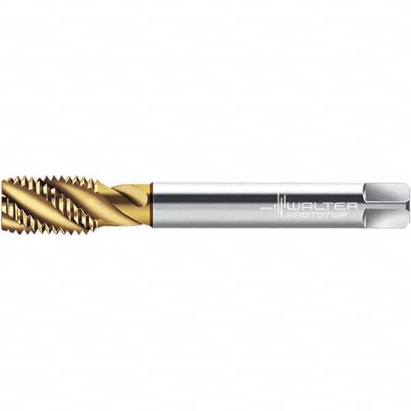 Walter-Prototyp - M8x1.00 DIN 374 3 Flute 6H Semi-Bottoming Spiral Flute Tap - High Speed Steel, TiN Finish, 91.57mm OAL, Right Hand Flute, Right Hand Thread, 6.950, Series TC115-MF-L0 - Exact Industrial Supply