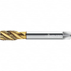 Walter-Prototyp - M8x1.00 DIN 374 3 Flute 6H Semi-Bottoming Spiral Flute Tap - High Speed Steel, TiN Finish, 91.57mm OAL, Right Hand Flute, Right Hand Thread, 6.950, Series TC115-MF-L0 - Exact Industrial Supply