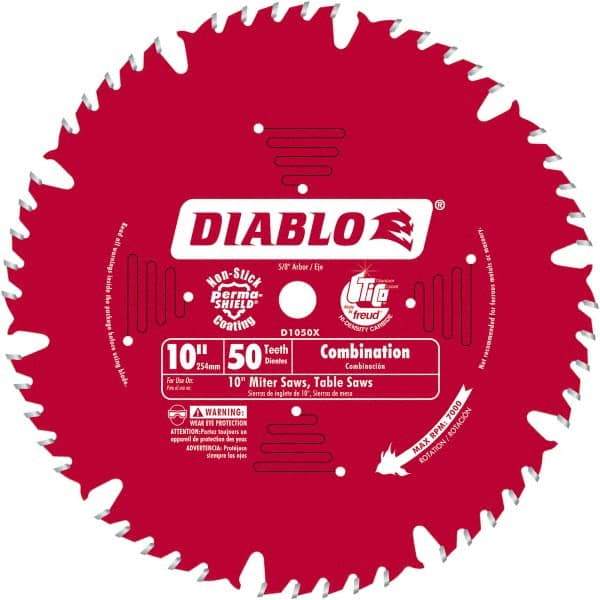 Freud - 10" Blade Diam, 50 Teeth, Carbide-Tipped Cold Saw Blade - 1" Arbor Hole Diam, 0.071" Blade Thickness - Benchmark Tooling