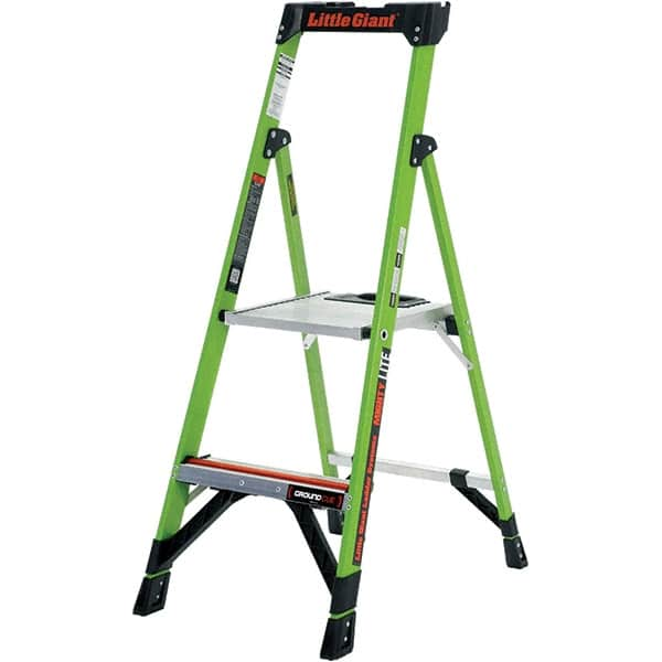 Little Giant Ladder - 2 Steps, 4' High, Type IA Rating, Fiberglass Step Ladder - 300 Lb Capacity, 19" Base Width - Benchmark Tooling