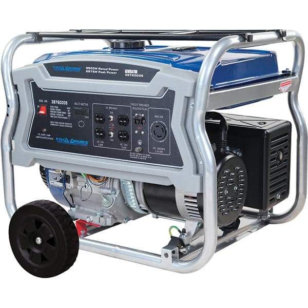 PRO-SOURCE - 6 hr Full Load Time, 5.5 kW, Pull Start, Gasoline Portable Power Generator - 6.6 Gal Tank, 31-1/2" Long x 21.9" Wide x 23.2" Deep, 420 cc Engine - Benchmark Tooling