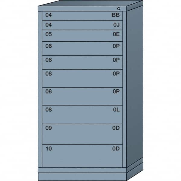 Lyon - 10 Drawer, Standard Eye-Level - Single Drawer Access Cabinet - Steel, 30" Wide x 28-1/4" Deep x 59-1/4" High, Dove Gray - Benchmark Tooling